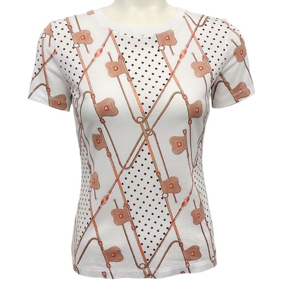 Hermes White / Brown Clic Clac Tee Shirt - Picture 1 of 4